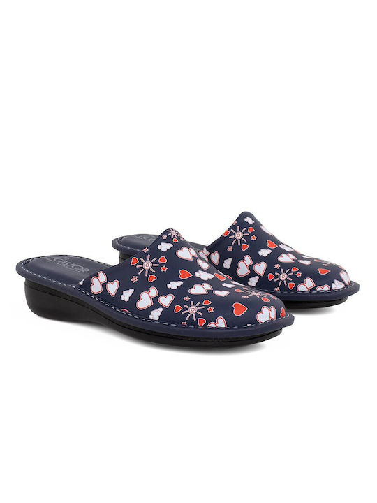 Castor Anatomic Anatomic Leather Women's Slippers In Navy Blue Colour