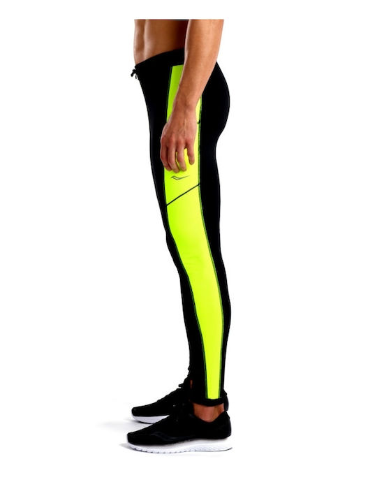 Saucony Riversi Run Herren Sportleggings Kompression Lang Schwarz