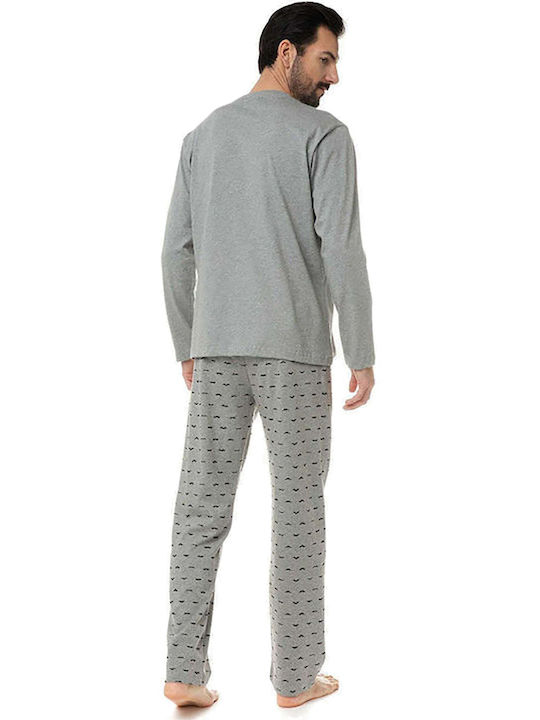 Minerva Men's Winter Cotton Pajamas Set Gray