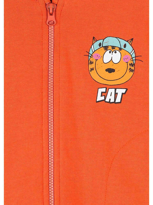 Kinder-Sweatshirt Strickjacke mit Kapuze und Taschen Orange