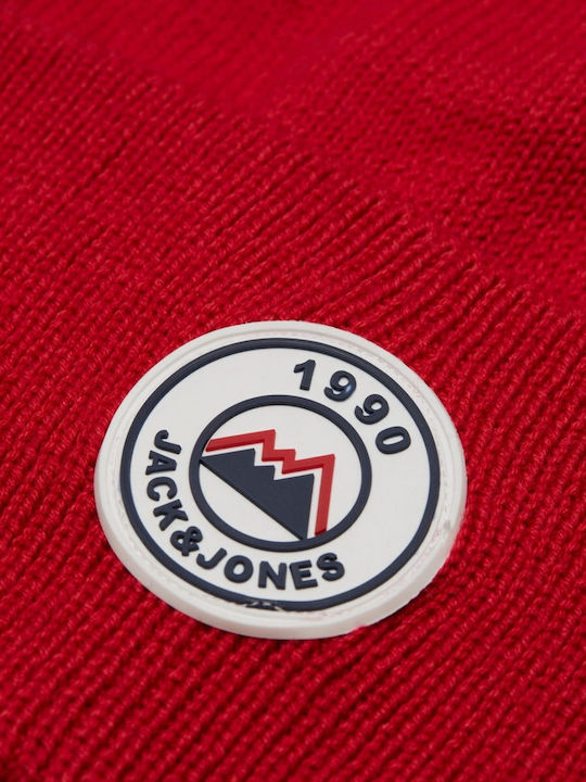 Beanie Ανδρικός Σκούφος με Rib Πλέξη σε Κόκκινο χρώμα
