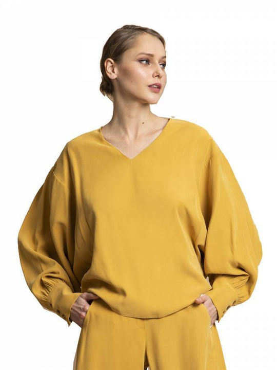 Moutaki Women's Blouse Long Sleeve Yellow