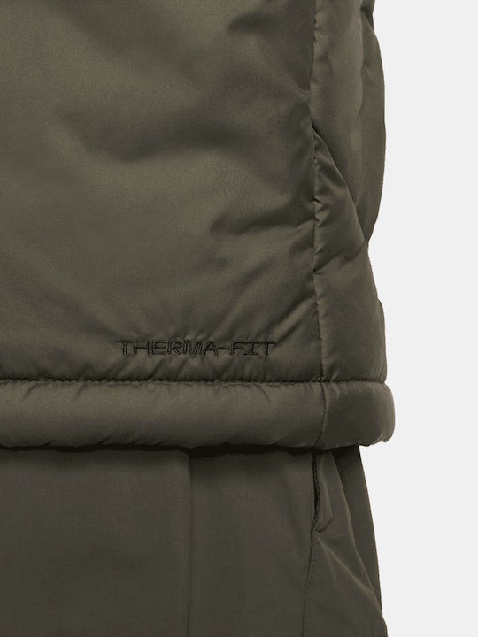 Sleeveless Jacket Puffer Khaki
