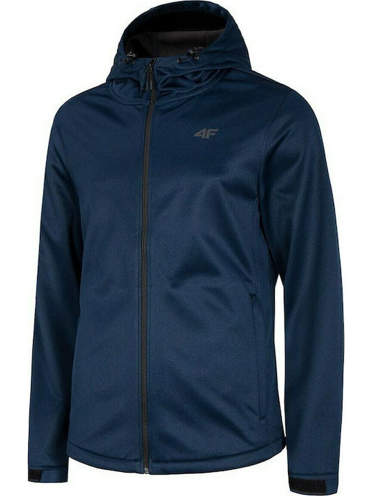 4F Men's Winter Softshell Jacket Waterproof and Windproof Navy Blue