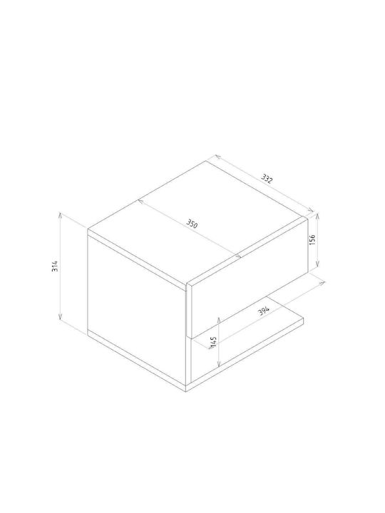 Abell Wooden Bedside Table 40x35x32cm