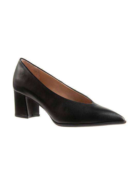 Avvento Leather Pointed Toe Black Heels 501