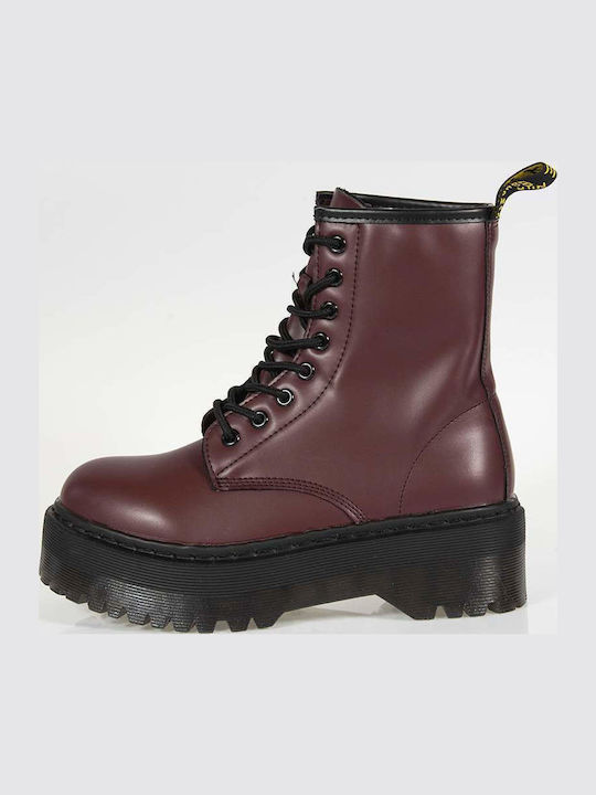 Women's Ankle Boots with Medium Heel Burgundy
