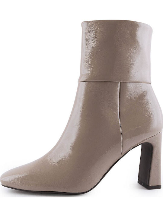 Stiefeletten Damen aus Lackleder Taupe