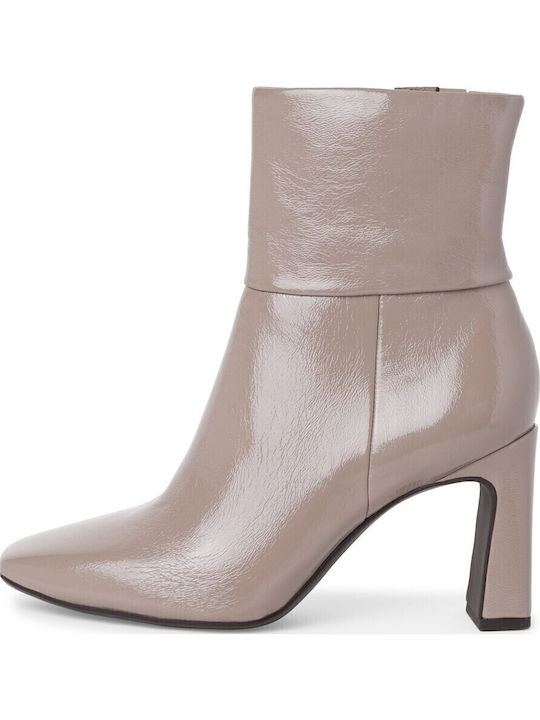 Stiefeletten Damen aus Lackleder Taupe