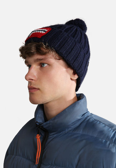 Semiury Pom Pom Beanie Unisex Căciulă cu Tricotaj Rib în culoarea Albastru marin