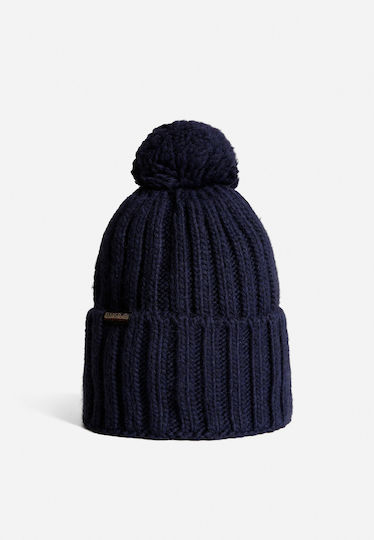 Semiury Pom Pom Beanie Unisex Căciulă cu Tricotaj Rib în culoarea Albastru marin