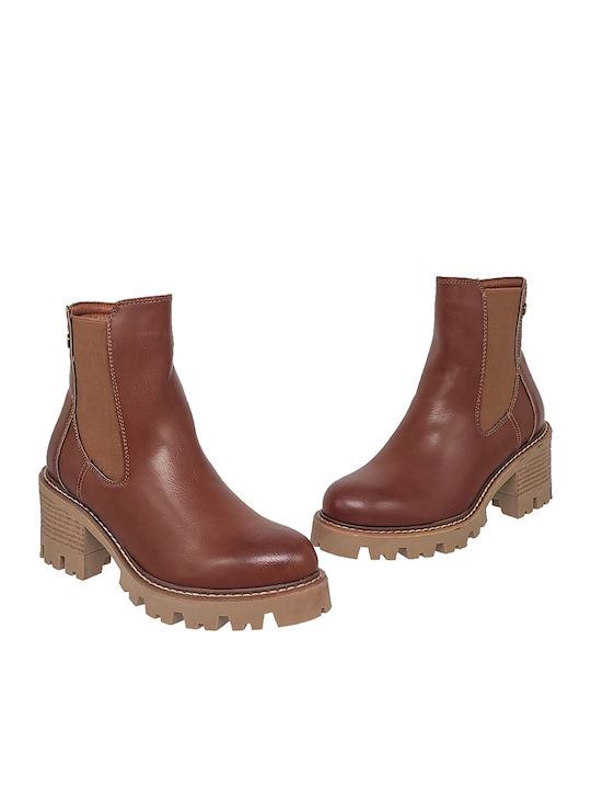 Women's Ankle Boots with Medium Heel Camel