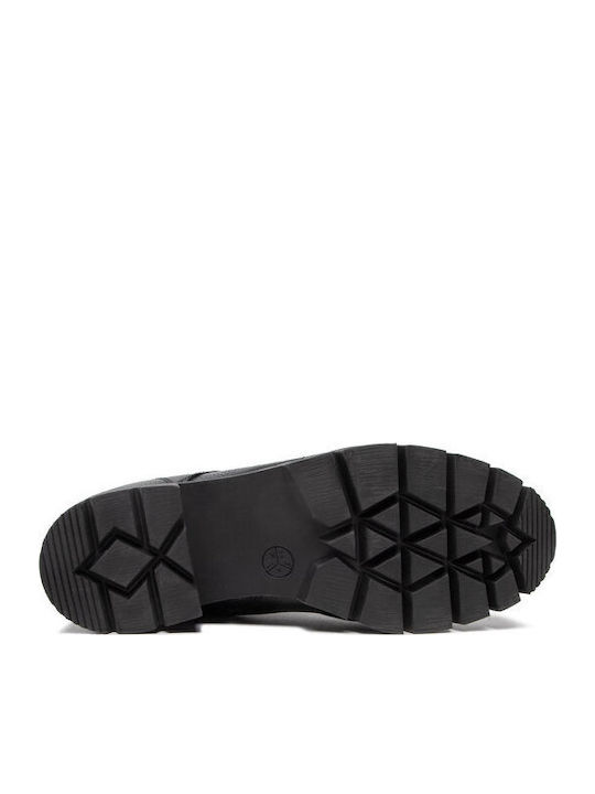 Leder Stiefeletten Damen Schwarz