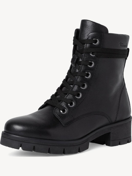 Leder Stiefeletten Damen Schwarz