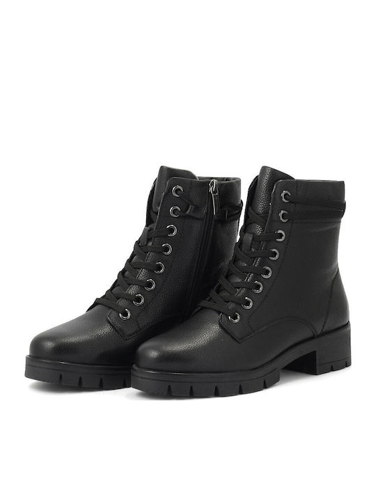 Leder Stiefeletten Damen Schwarz