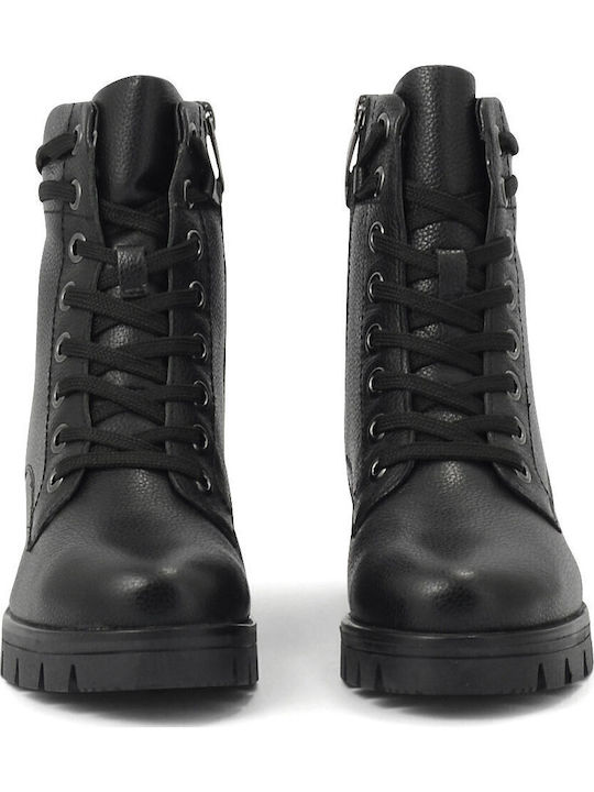 Leder Stiefeletten Damen Schwarz