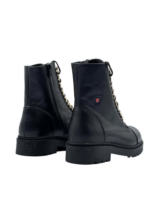 Кожени Дамски ботуши Black/Gold