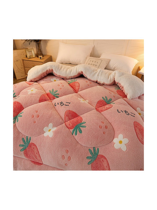 Olia Home Kinderbettdecke Einzel Erdbeeren Rosa 160x220cm Olia Home Kinderbettdecke Einzel Erdbeeren Rosa 160x220cm