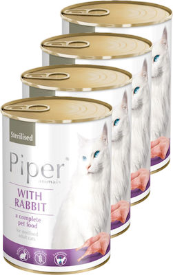 Dolina Noteci Piper Sterilised Wet Food for Neutered Adult Cat in Can with Rabbit Without Cereals 400gr