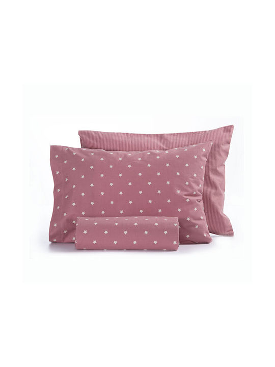 Nef-Nef Homeware Precious Set Kinderbettbezug Einzel mit Kissenbezug Baumwolle Rose 160x230cm 031723