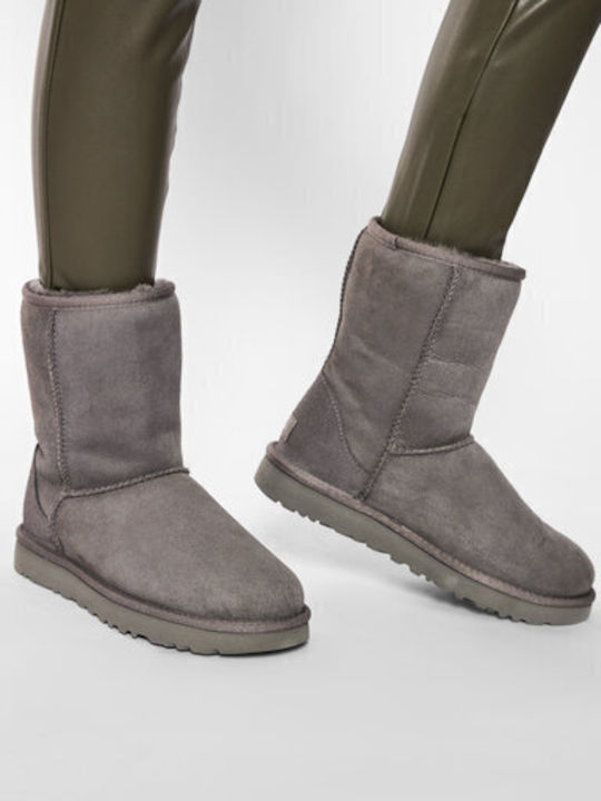 Classic Short II Suede Γυναικείες Μπότες με Γούνα Γκρι