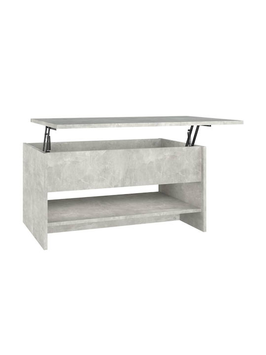Rectangular Central Wooden Coffee Table with Lifting Mechanism Gray M80xW50xH40cm