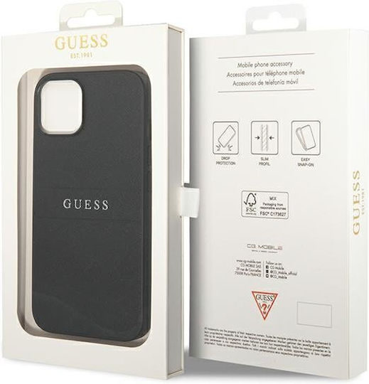 Guess Saffiano Strap Back Cover Δερματίνης / Σιλικόνης Μαύρο (iPhone 14 Plus)