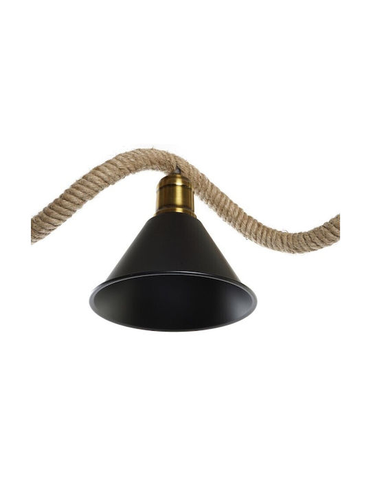 DKD Home Decor Pendant Light Black with Rope for Socket E27 85x18x20cm