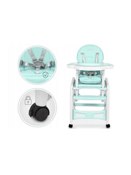Ricokids Sinco Καρεκλάκι Φαγητού 5 in 1 με Ρυθμιζόμενο Ύψος Τιρκουάζ