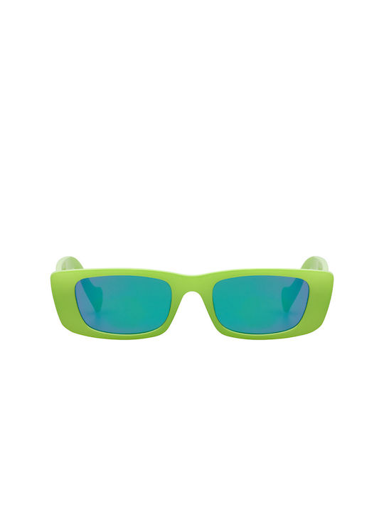 Riva Women's Sunglasses with Verde Mirror blue Plastic Frame and Green Mirror Lens 01-2190-Verde-Mirror Blue