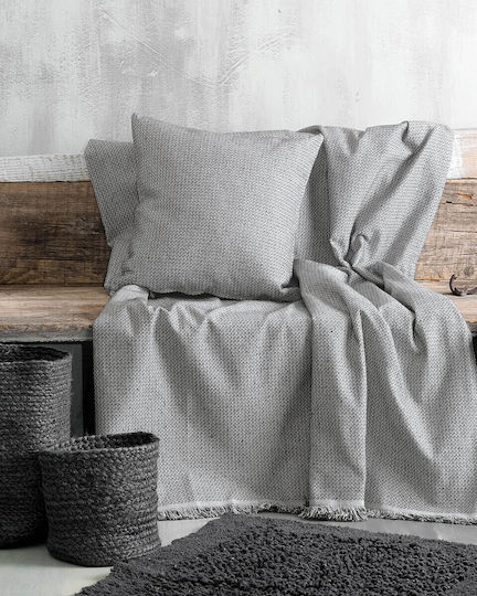 Rythmos Luna Four-Seater Sofa Throw 2 Sides Jacquard 180x330cm Dark Grey
