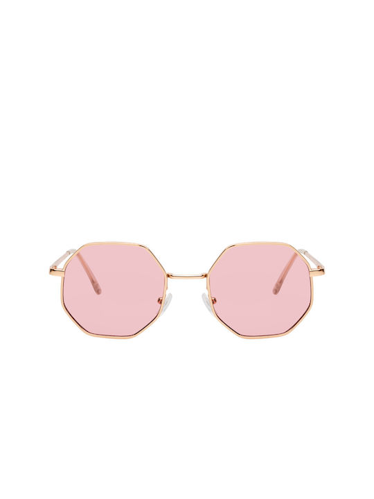 Dolcedo Handmade Sunglasses with Gold Pink Metal Frame and Pink Lens 05-SM-6103-3