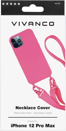 Vivanco Necklace Back Cover Σιλικόνης με Λουράκι Ροζ (iPhone 12 Pro Max)
