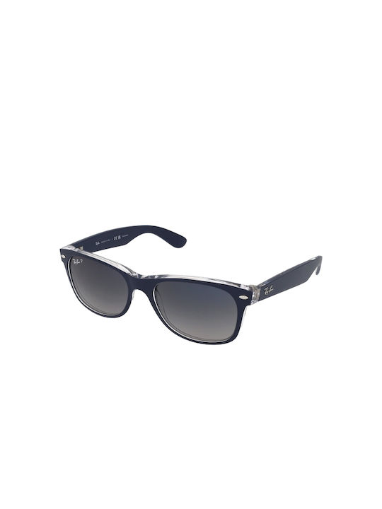 Ray Ban Wayfarer Sunglasses with Blue Plastic Frame and Gray Gradient Lens RB2132 6053M3