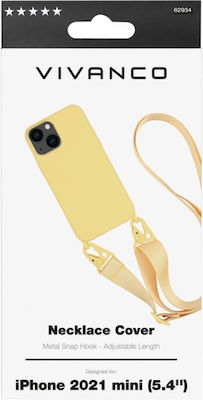 Vivanco Necklace Silicone Back Cover with Strap Yellow (iPhone 13 mini)