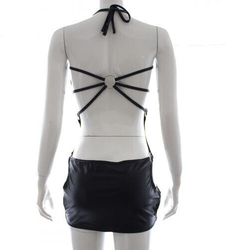 Naughty Toys Wetlook Schlüsselloch-Minikleid Schwarz