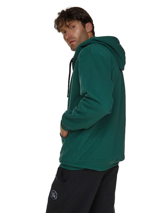 Bodymove Herren Sweatshirt Jacke mit Kapuze und Taschen Grün