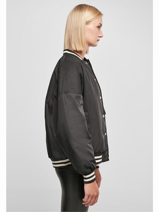 Kurz Damen Bomberjacke Schwarz
