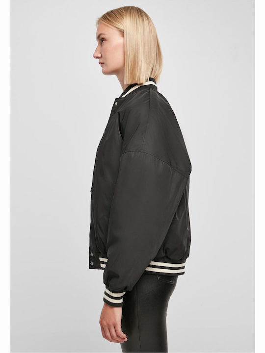 Kurz Damen Bomberjacke Schwarz