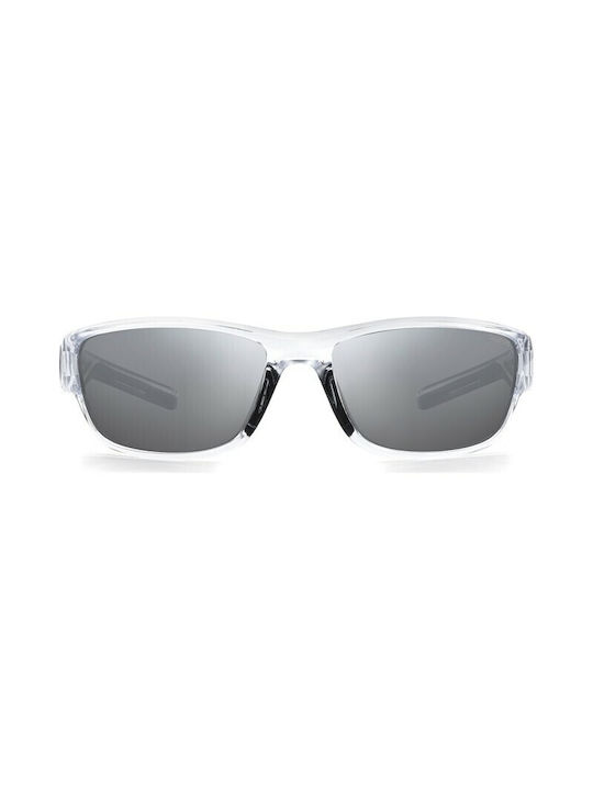 Polaroid Men's Sunglasses with Transparent Acetate Frame and Silver Polarized Mirrored Lenses PLD 7028/S MNG/EX