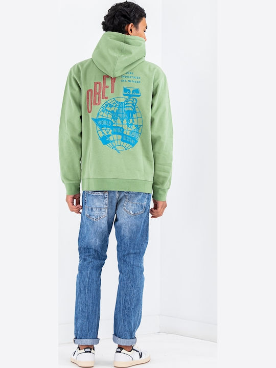 Hammer Globe Premium Men's Sweatshirt with Hood Green
