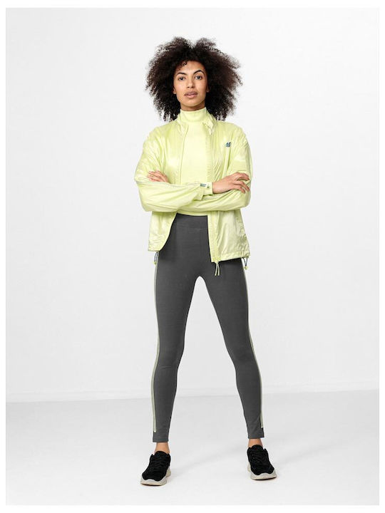 4F Women's Short Sports Jacket for Spring or Autumn Yellow
