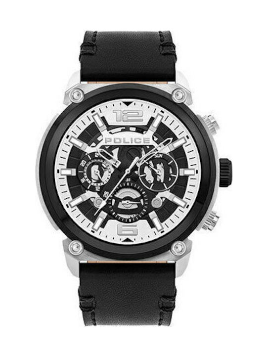 Police Armor Herrenuhr 50mm Chronograph Batterie mit Schwarz Kautschukarmband
