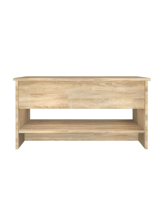 Rectangular Central Wooden Coffee Table with Lifting Mechanism Beige M80xW50xH40cm
