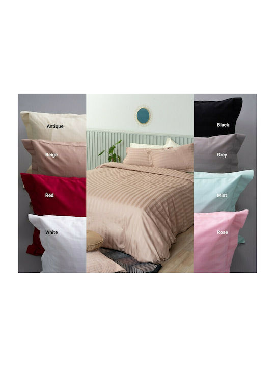 Palamaiki Сет Чаршафи 240x270см. Satin Stripes Роза 4бр