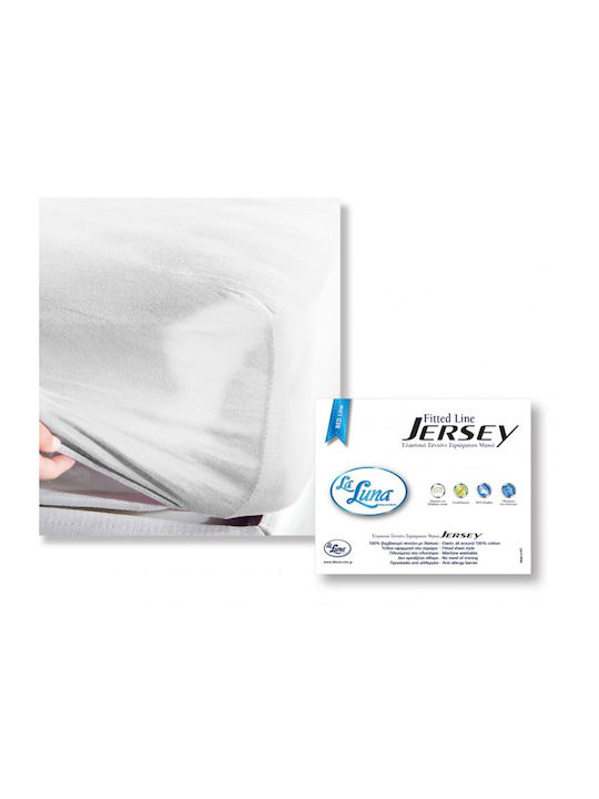 La Luna Sheet for Single Bed with Elastic 100x200+30cm. Jersey White