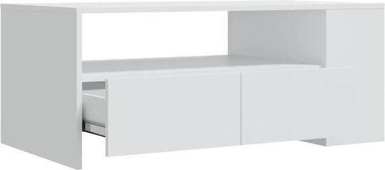 Rechteckiger Zentraler Kaffeetisch Aus Holz mit Schubladen Weiß M102xB55xH42cm
