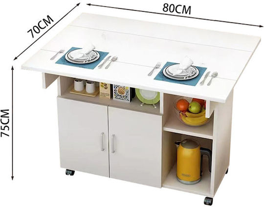 Masă Bucătărie Pliabil Lemnoasă Alb 80x70x75buc
