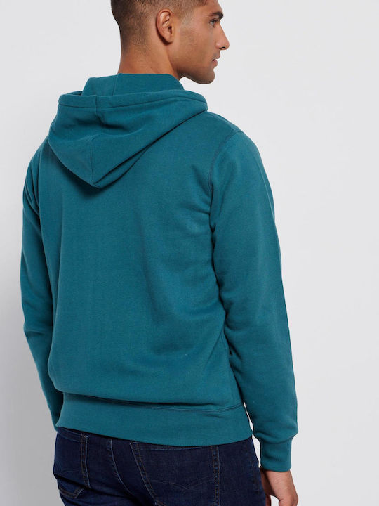 Funky Buddha Men's Sweatshirt Jacket with Hood and Pockets Ocean Green