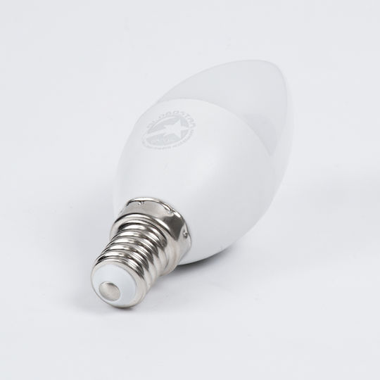 GloboStar Bec LED 4W 100mm pentru Soclu E14 și Formă C37 Alb rece 400lm